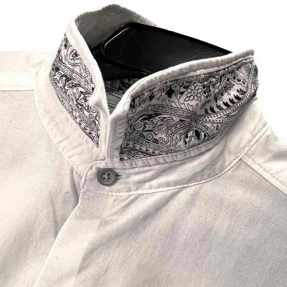 Robert Graham White Button Up LS Shirt Contrasting Collar Cuffs Classic - Picture 3 of 16